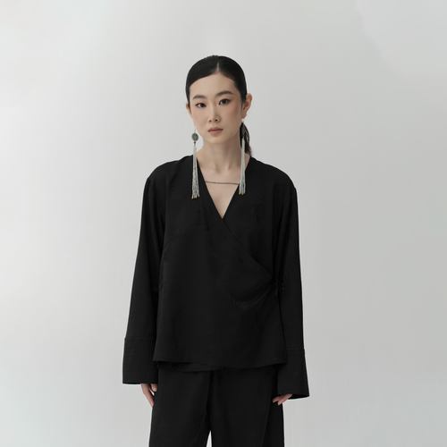 BL02 - Jacquard Wrap Blouse