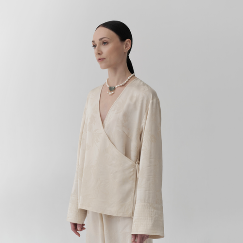 BL01 - Jacquard Wrap Blouse
