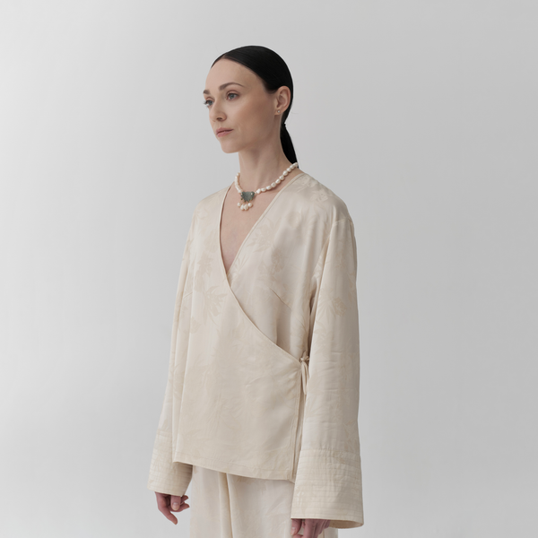 BL01 - Jacquard Wrap Blouse