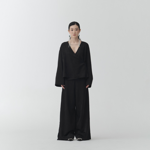 BL02 - Jacquard Wrap Blouse