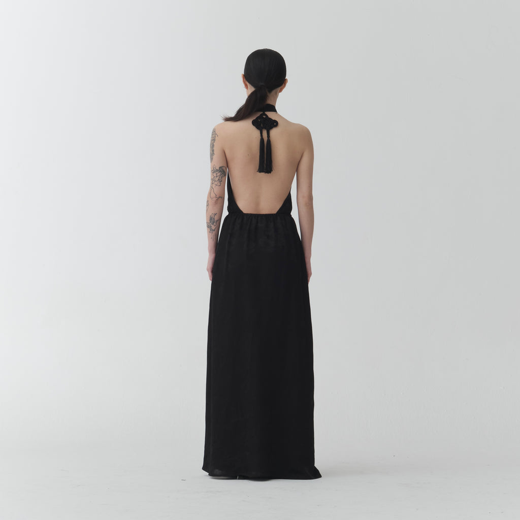 Jacquard Dress – Black Floral Viscose DR02
