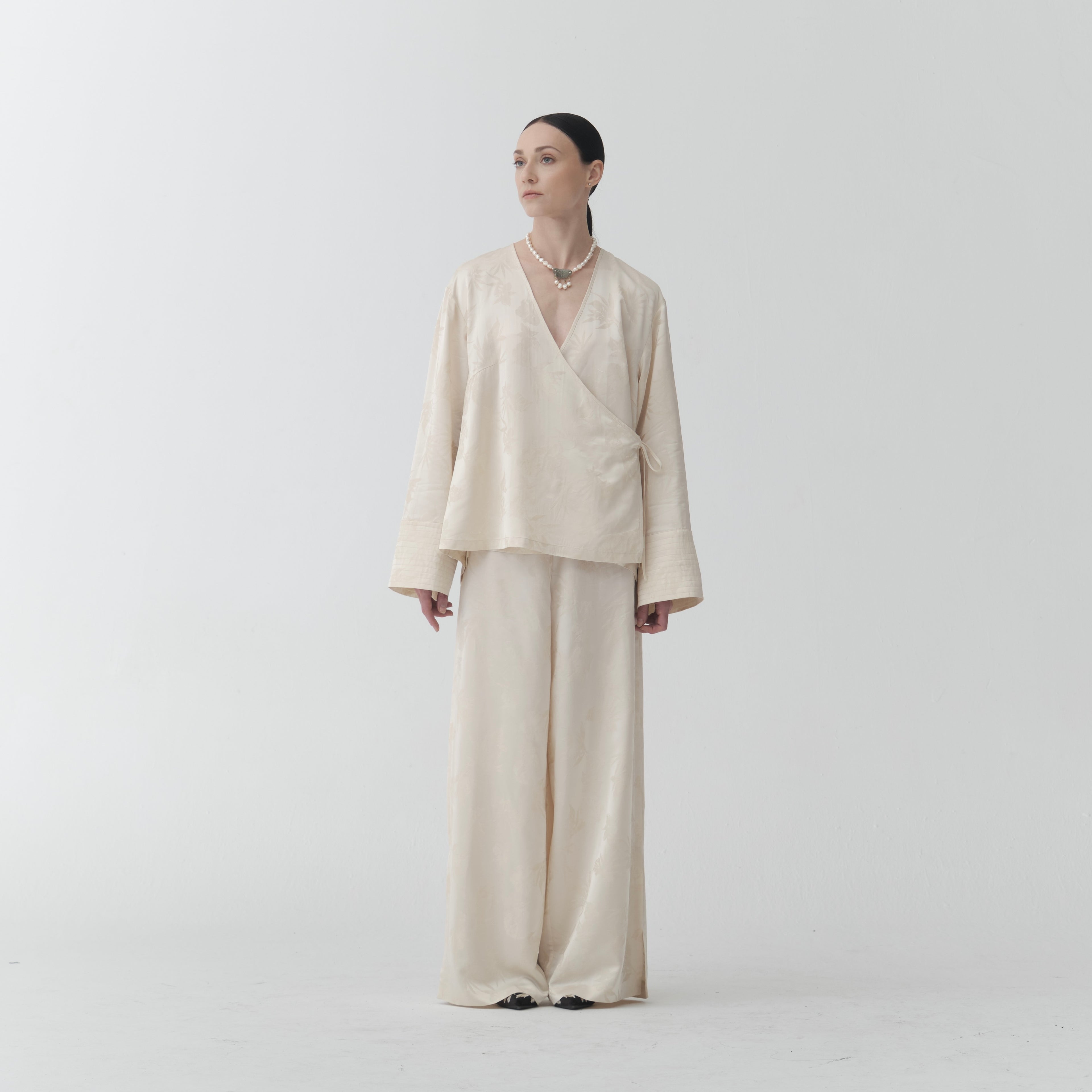 BL01 - Jacquard Wrap Blouse