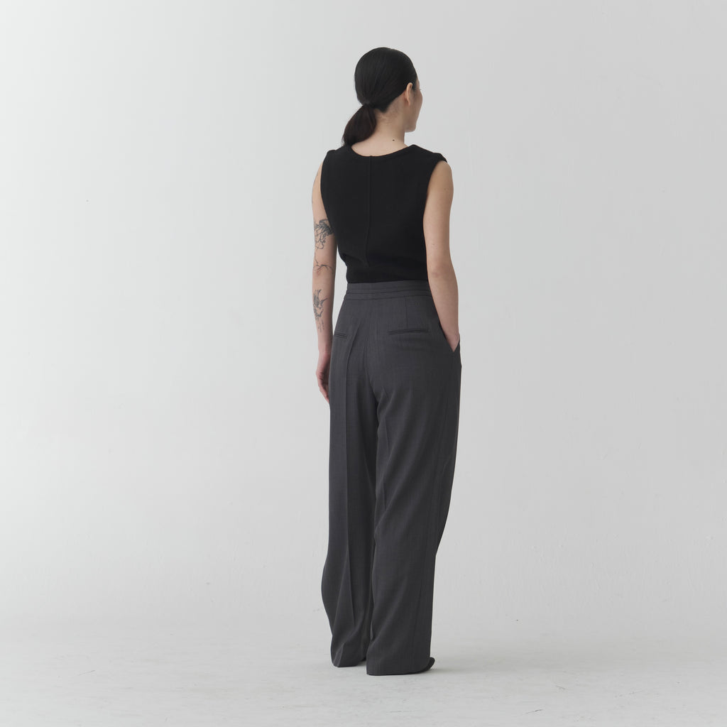 Wool Pants with Folded & Knotted Detail - TR04