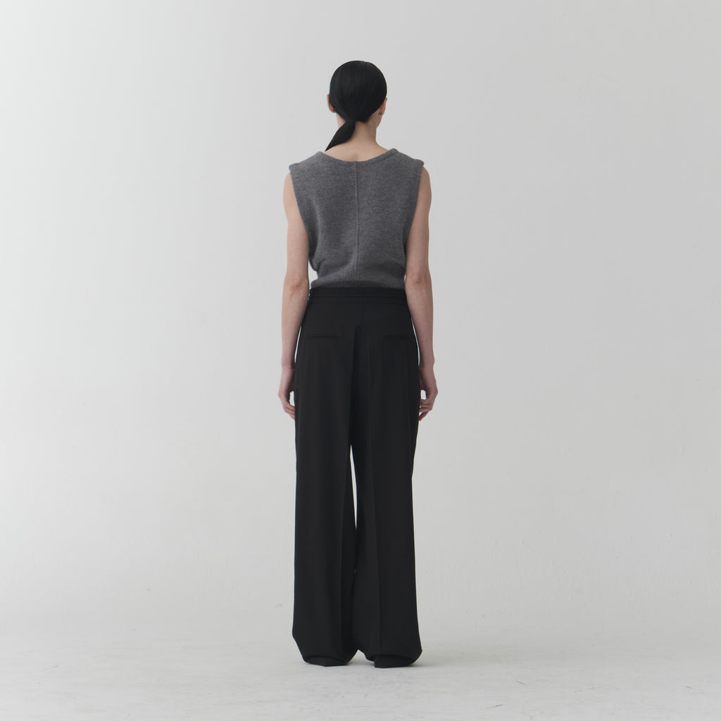 Wool Pants - Black Fold & Knot Detail TR05