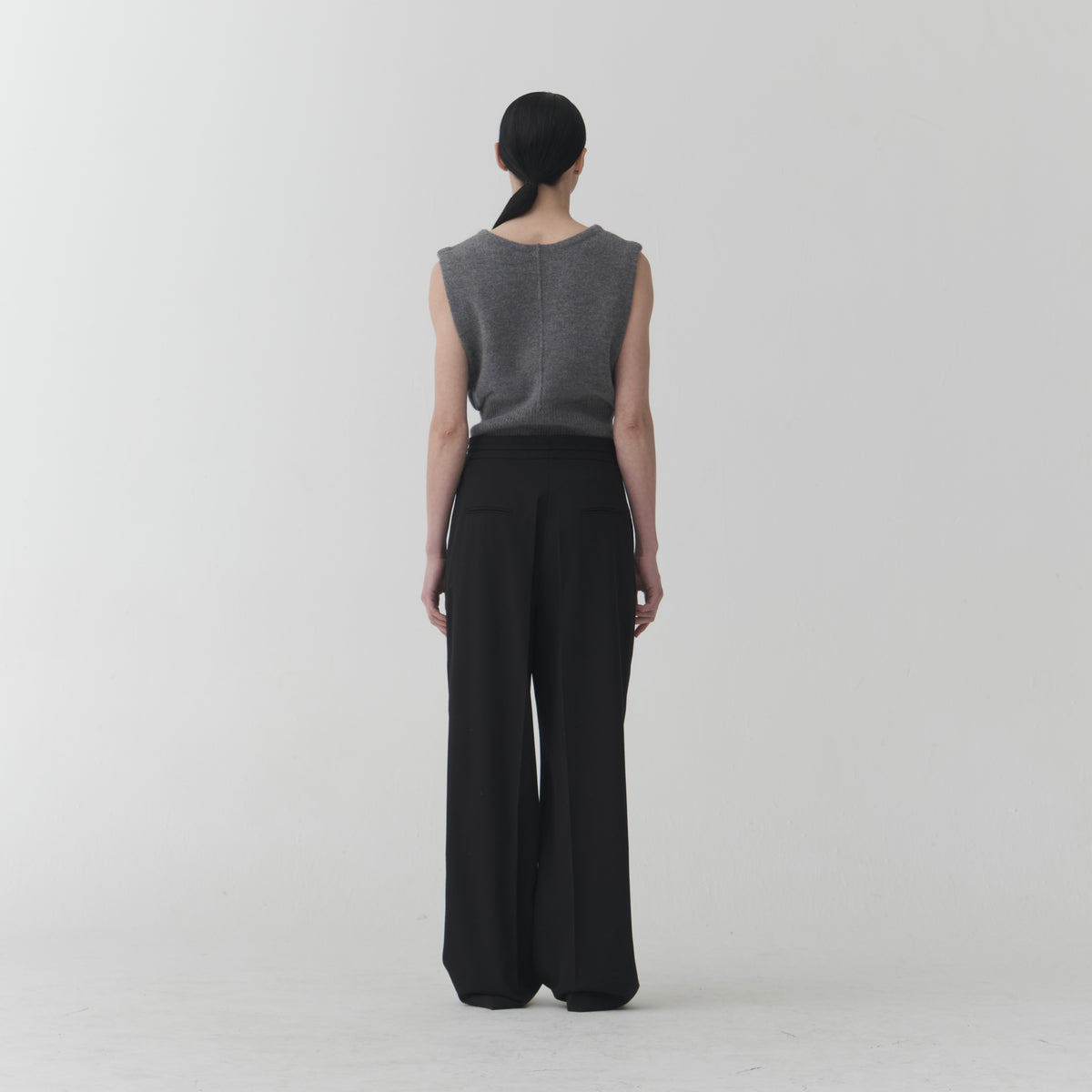 Wool Pants - Black Fold & Knot Detail TR05